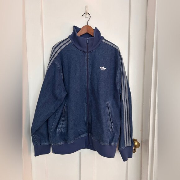 Men’s Adidas Adicolor Firebird Denim Track Jacket Size XL - Picture 2 of 9